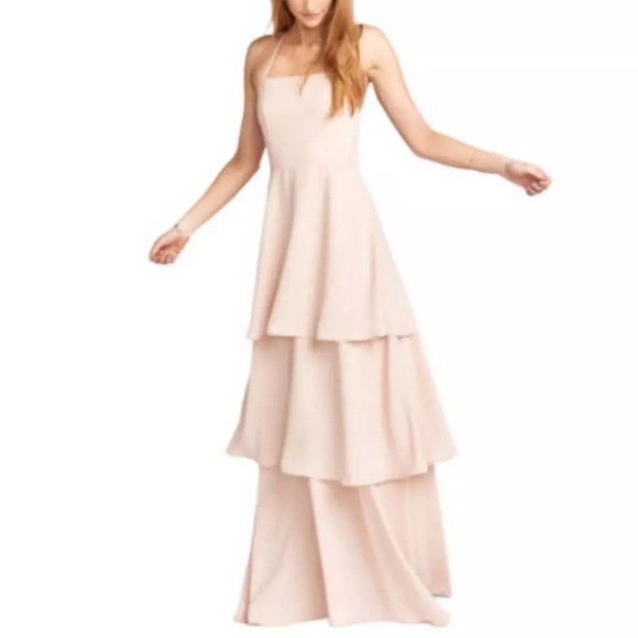 Show Me Your MuMu Dresses & Skirts - Show Me Your MuMu Calypso PinkTiered Ruffle Lace Up Open Back Maxi Dress Sz Med